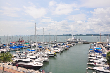 Raffles Marina berthing entrance yacht club hotel marina