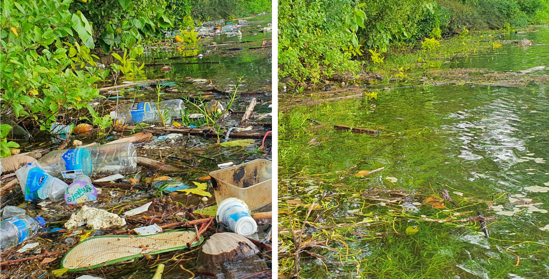 Boaters agains plastic beach island clean up pulau Hantu seven clean seas